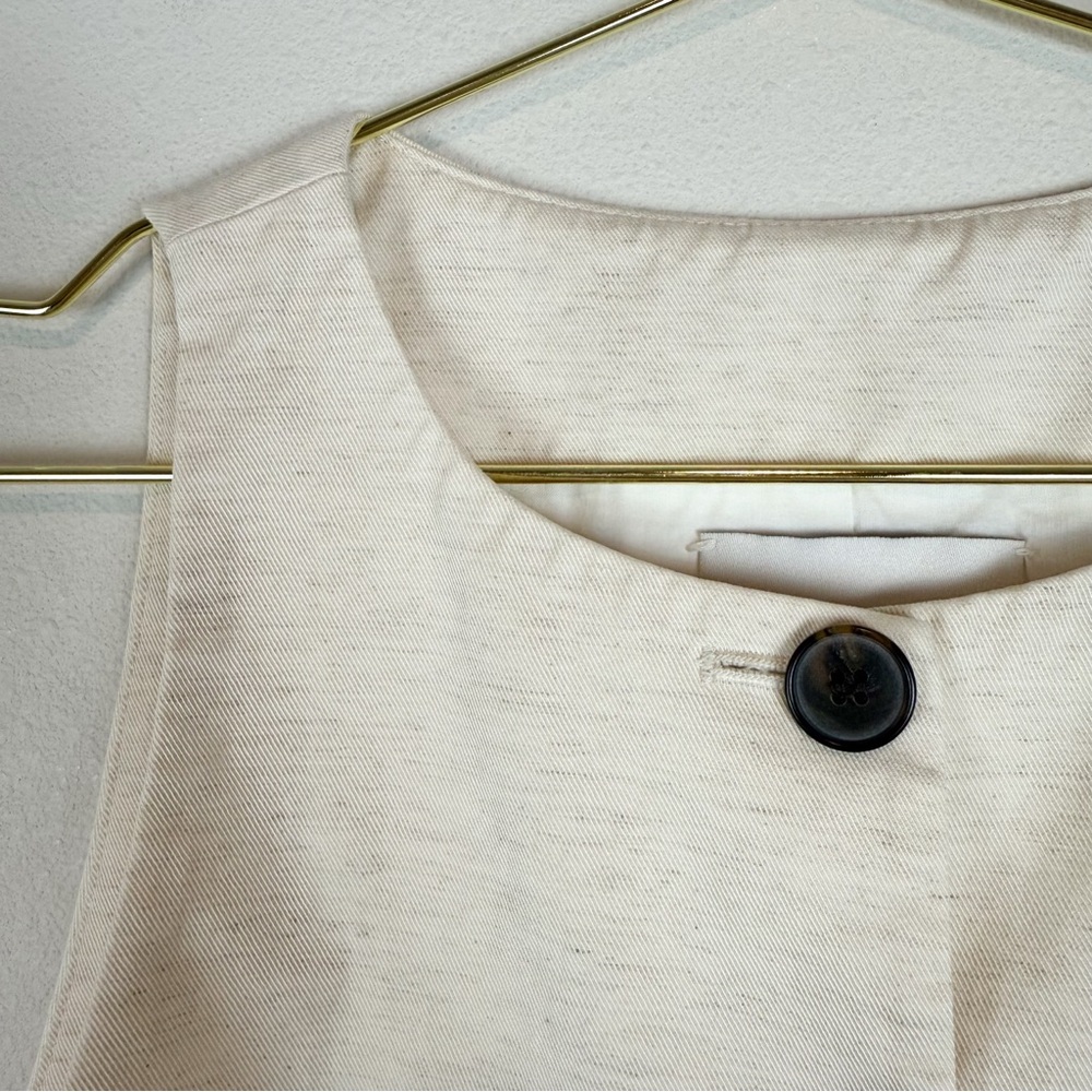 Madewell Crewneck Cutaway Vest in Drapey Twill Cream Linen Blend‎ Size 00 - Picture 10 of 14